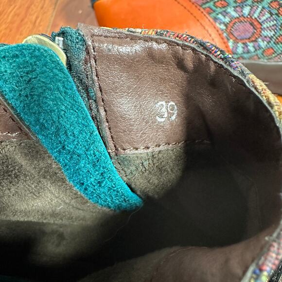 SOCOFY Boho Spliced Leather/Fabric Side Zip Ankle Boots Women 39 US 8-8.5 - Picture 5 of 5